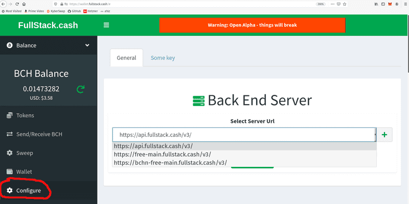 Configure back end servers and block chains